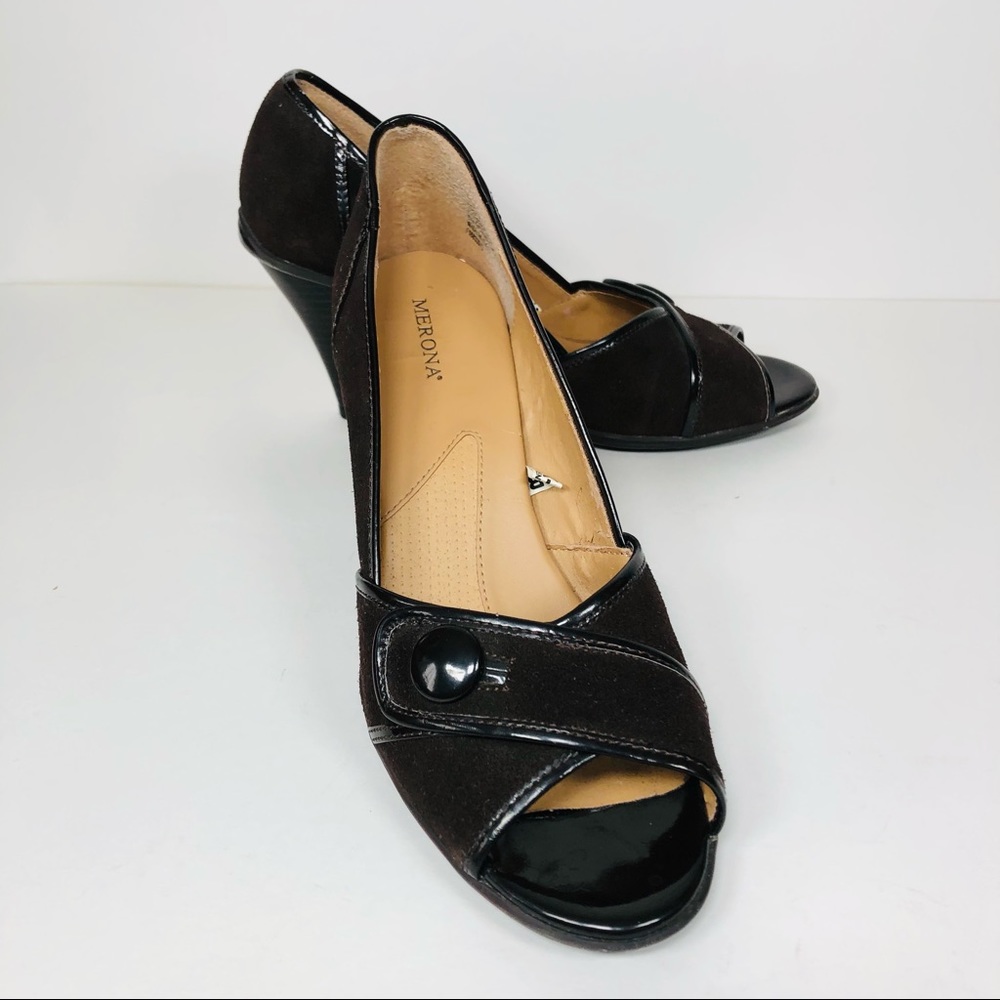 Merona Peep Toe Pumps Brown Shoes Women's Size 8.5